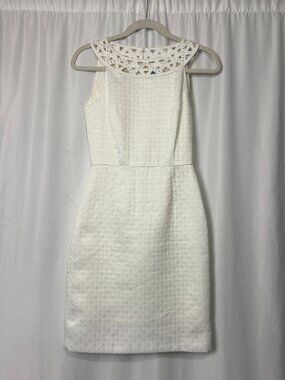 Antonio Melani Valencia White Graduation Sheath Dress Geometric Cutout Size 0
